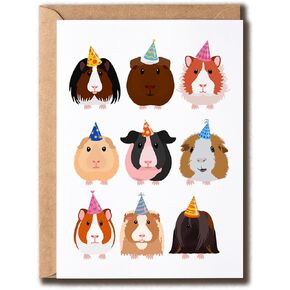 Guinea Pigs in Party Hats Card - Guinea Pigs in Party Hats Card - Birthday Card - Guinea Pig Birthday Card - Guinea pig card