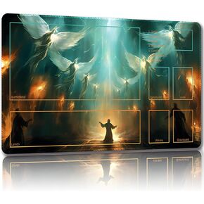 Playmat for MTG ، مع أكياس تخزين مجانية ، حصيرة اللعبة 24 × 14 بوصة ، TCG وحصيرة لعبة لوح للبطاقات ، موسيباد مكتب الحصير (Dinosaur 5-Auxiliary Combat)