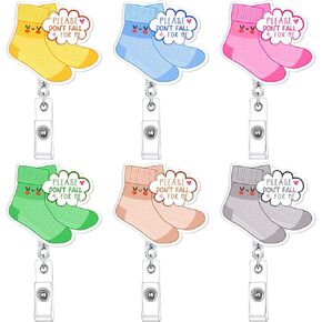6 Pcs Don Not Fall for Me Badge Reel Funny Nurse Badge Reel Cute Holder Retractable with ID Clip for Nurse Funny Accessories with Clip for Medical Assistant Office Hospital Work