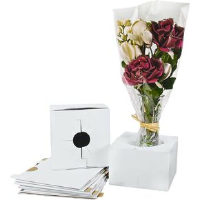 Holiday Designs - Quick Fold Florist Delivery Box, Cardboard Vase Boxes for Secure Floral Arrangements During Transport, 6" x 6" x 4" (Medium - Bulk Case of 100)