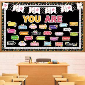 Spring Wildflower Bulletin Board Decorations Set, Floral Flowers Affirmation Station Classroom Decor Motivational Posters Positive Affirmations Accents Cutouts School Library Wall Decor for Teacher