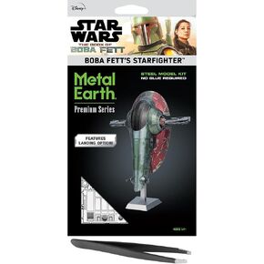 Metal Earth Premium Series Star Wars Boba Fett's Starfighter 3D Metal Model Kit Bundle with Tweezers Fascinations