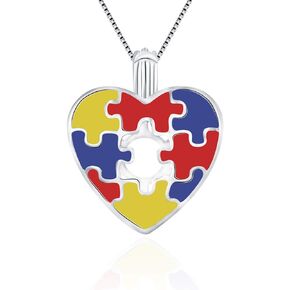 Colorful Puzzle Heart Cage Pendants for Pearl Jewelry Making Sterling Silver, Design Pearl Cage Pendants for Women
