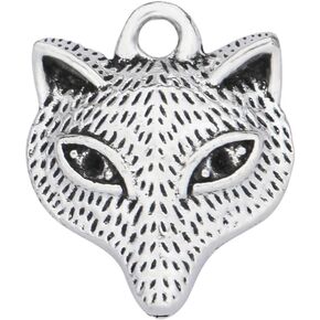 VIDRIO Pack of 80 Fox Mask Pendants Silver Craft Supplies for Jewelry Making Tibetan Accessories for Bracelets Necklace DIY, (Fox Mask)VID12201