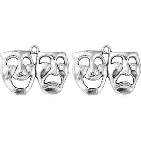 LiQunSweet 20 Pcs Retro Comedy and Tragedy Mardi Gras Charms Happy Sad Drama Mask Dance Ball Expression Mini Charm for Jewelry Making DIY - 22.5x31mm