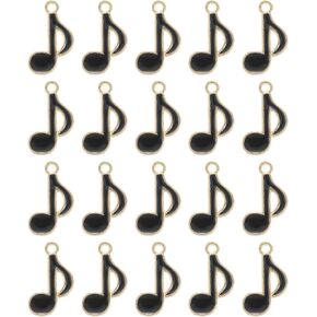 uxcell Enamel Music Charm, Musical Note Charm Metal Bulk Alloy Notes Symbols Pendants for Earring Necklace Keychain DIY