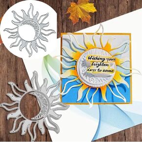Suds&WH Christmas Sunflower Moon Metal Die Cuts,Spring Flower Sun Cutting Dies Cut Stencils for DIY Invitation Card Scrapbooking Album Decorative Embossing Paper Dies Card Making, silver, Suds&WH-001