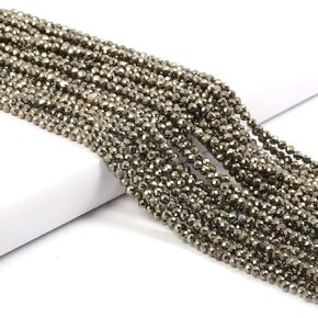 Pyrite Beads Natural Stone Beads Labradorite Section Faceted Loose Beads for Jewelry Making Earrings Ring 2 Strand 15" Size 3mm