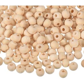 uxcell 300Pcs 6mm Natural Wood Spacer Beads, 2mm Large Hole Unfinished Round Wooden Beads for DIY Crafting, Jewelry Making Bracelets