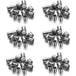 150 Pieces 2mm Tiny Stainless Steel Column Tube Spacer Beads Loose Spacer Beads Spacer Tube Beads Charm Beads Tiny Smooth Crimp Beads for DIY Craft Jewelry Making, Silver-Tone