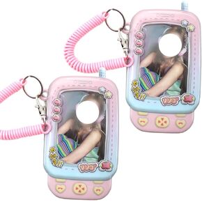 2 Sets Kpop Photocard Holder Cute Y2K PhotoCard Holder Kpop Charm Badge Holders Kawaii Photo Card Keychain ID Bus Card Holders Kawaii Kpop Accessories