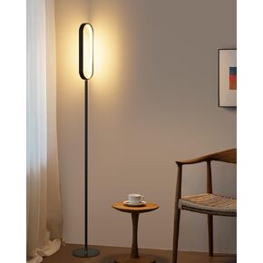 Dimmable Industrial Floor Lamp, Black Modern Standing Lamps with Clear Glass Lampshade, E26 LED Bulb Included, Farmhouse Floor Lamp for Living Room Bedroom