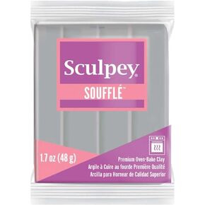 Polyform Sculpey Soufflé Polymer Oven-Bake Clay, Concrete Gray, Non Toxic, 1.7 oz. bar, Great for jewelry making, holiday, DIY, mixed media and more! Premium light-weight oven bake clay.
