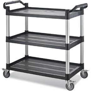Utility carts with Wheels,Large Size Plastic Service Cart,Restaurant Cart Heavy Duty with 4 Brake Lockable Wheels for Kitchen/Office/Warehouse. (34×17×37(510lbs))