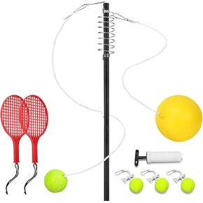 Tetherball Tennis Set with 360° Swivel Hook Pole,4 Ball, Rope and Paddle Set.