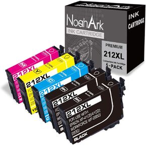 5 Packs 212XL Remanufactured Ink Cartridges Replacement for Epson 212 T212XL High Yield for Workforce WF-2830 WF-2850 Expression Home XP-4100 XP-4105 Printer (Black Cyan Magenta Yellow)
