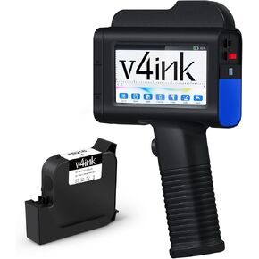 v4ink B35 Handheld Inkjet Printer with 1 Inch (25.4mm) Print Height for Variable Data QR Code Barcode Production Date Logo Serial Number Batch Number Printing on Plastic Carton Wood Glass Metal