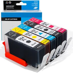 564XL خراطيش حبر عالية الغلة 5 عبوات ، استبدال 564XL من خراطيش الحبر لـ HP 564 Printhead Ink ، متوافق مع Photosmart 520 7510 7525 7515 C6340 D7560 C6350 الطابعة (1bk/1pbk/c/m/y)