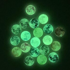20Pcs 25mm Glow in the Dark Glass Moon Lunar Round Dome Glass Cabochons Flatback for DIY Craft Necklace Bracelet Pendant Making