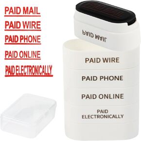 Office Paid Stamps Set, Self Inking Rubber Stamp, PaidCash, Card, Check, Paid in Full with Red Ink, Pre-Inked Stamper for Business, Bookkeeping, Ordering, Accounting, Work