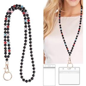 Smile Teacher Lanyard, Cute Teacher Lanyards with Id Holder for Women, Natural Wooden Beaded Lanyard for Keys, White in Saudi Arabia