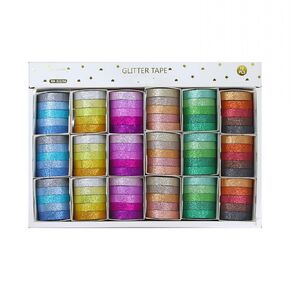90 Rolls DIY Glitter Washi Tape Set - Colored Masking Tape, Sparkle Decorative Tape for Art, Scrapbook Tape,Journaling,Decor & Crafts Aesthetic, Gift