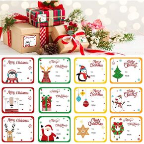 Lokipa Christmas Self لاصق ملصقات علامة العلامة ، 120 قطعة من عيد الميلاد اسم الملصقات للهدايا
