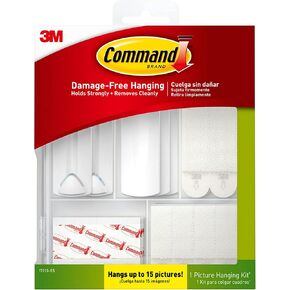 Command Picture Hanging Kit, Various Sized Picture Hanging Hooks and Strips to Hang Up to 15 Pictures, Indoor Use, Decorate Damage-Free,White