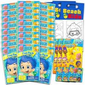 Nickelodeon Bubble Guppies Mini Party Favors Set for Kids - Bundle with 24 Nick Jr Aqua Bubble Guppies Play Packs with Coloring Pages, Stickers, More (Bubble Guppies Birthday Party Supplies)