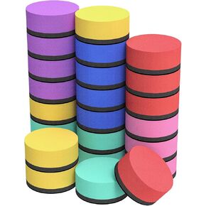 MaxGear Dry Erase Erasers, 36 Pack Magnetic Whiteboard Dry Erasers for Classroom, Mini Whiteboard Cleaning Pads, Chalkboard Wiper Teacher Supplies for School, Office, Home （6 Color Set, 2 x 2 Inch