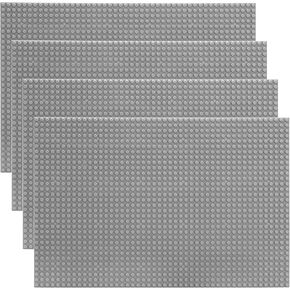 ZENFUN 4 Pack Baseplates Building Plates for Building Bricks, 10'' x 15''/25.5x38 CM, Classic Building Baseplates Compatible with Major Brick Brands, Grey,
