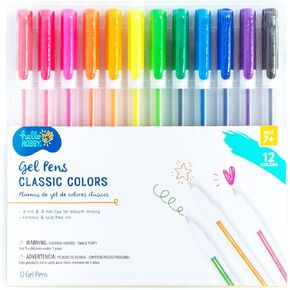 Hello Hobby 12 GEL PENS | CLASSIC COLORS | 0.6mm & 0.8mm Non-Toxic Acid-Free Ink