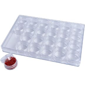 2 X 12 Pieces Bead Storage Container Embroidery Diamond Storage Organizer Box, Clear Painting Jewelry Earring Sewing Nail Storage Jars with Screw Lid for DIY