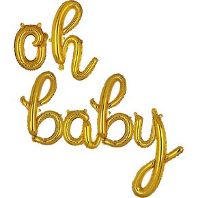 Oh Baby Foil Balloons Gold Letter Mylar Balloon Banner Birthdays Party Decorations Supplies Small 16 Inch Baby Shower