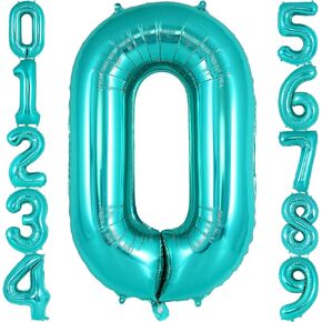 Teal Blue Number 2 Balloon, 40 Inch Big Large Foil Helium Number Balloons, Giant Mylar Number 2 Balloons for 2 Year old Mermaid Birthday Party Decorations Supplies Anniversary in Kuwait