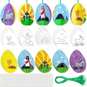 36 مجموعة قصة عيد الفصح 3D Egg Craft Colling مع Sunday Activity Crafts Story Story Story Story Colling Clatseable For Sunday Bible Story Gifts Easter