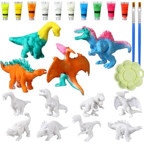 Affrolling Dinosaur Painting Set for Kids Arts DIY Paint Kits with Glow in The Dark Paint, Brush and Palette for Toddlers Boys Birthday Gifts Dino Art Crafts Projects, 8 Styles