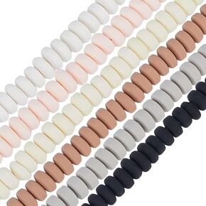 SUPERFINDINGS 6 Colors About 687pcs Handmade Polymer Clay Beads Heishi Beads Strands 6-7x3mm Flat Round Clay Spacer Beads for Bracelets Jewelry Making, Hole: 1.5mm