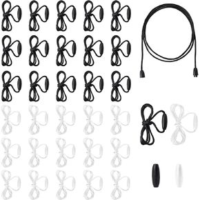 30 Pack Replacement Necklace Cord with Breakaway Clasps, Black White Necklace Cords Nylon Necklace Rope Breakaway Lanyard String Kit for Bracelet Necklace Pendants Jewelry Making