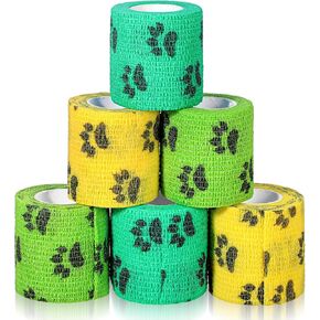 6Rolls Dog ضمادات للجروح ، 5yd لا ضمادة مضغ للكلاب ، ضمادة الكلب المتنفس ، لفائف الكلاب ذاتية ، ضمادة ضمادات للحيوانات الأليفة للكلاب ، رعاية الجرح الذيل (3Colors ، 2 '')