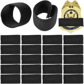 GORGECRAFT 30Pcs 2 x 1 Inch Police Mourning Double-Side Twill Band Stripe Black Funeral Badges Shield Honor Guard Elastic Straps Armband Ribbon Mourning Twill Band Tapes Flat Elastic Cord for Police