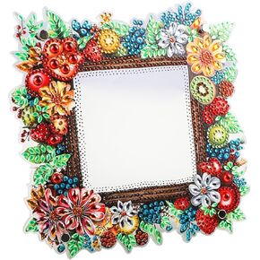 AIRDEA 5D Diamond Art Painting Photo Frame Ornaments Kits,Special Shape Diamond Dots Photo Frame Kits for Adults,8x8in/20x20cm,Fruit and Flowers