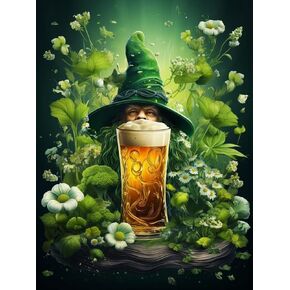 Bimkole 5D Diamond Painting Kits St. Patrick's Day, Full Drill DIY Rhinestone Embroidery Set Paint with Diamonds Art by Number Kits Cross Stitch Home Wall Craft Decoration (12x16 inch)#b196