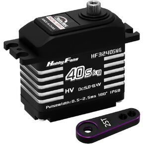 أجهزة رقمية RC من Hobby Fans، IP68 مقاومة للماء بالكامل 40 كجم، أجهزة معدنية ذات عزم دوران عالي مع قرن مؤازر 25T لسيارة 1/12 1/10 1/8 RC قارب روبوت زاحف، أسود