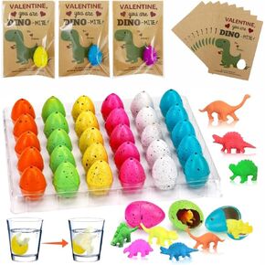 Valentines Day Gifts for Kids,30 Pack Valentines Day Cards Gifts for Kids Boy Girl School Classroom,Dinosaur Hatching Egg Dino Cards Valentine's Day School Classroom Prize Party Favor Exchange Gift