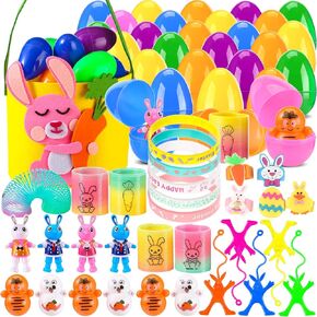 Prefilled Easter Eggs with Toys, 31 Pack Stuffed Easter Egg Fillers for Kids Plastic Easter Eggs Filled Bulk Toys, Easter Basket Stuffers for Easter Hunt Party Favors, Easter Classroom Prizes
