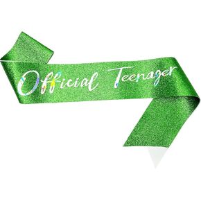 21st Birthday Sash, Birthday Sash for Girls,Glitter Sash with Multicolor Foil, Birthday Princess Happy 21st Birthday Party Favor Supplies,Green
