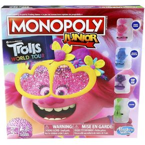 Monopoly Junior: DreamWorks Trolls World Tour Edition Board Game for Kids Ages 5 and Up