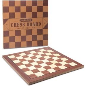 AMEROUS 17 x 17 Inches Wooden Chess Board Only, Professional Tournament Chess Board Large with Chess Rules/Gift Package, Chess Board Game for Kids, Adults