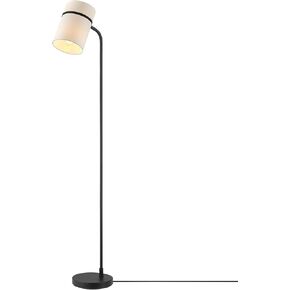 Globe Electric 61000145 62" Floor Lamp, Matte Black, White Fabric Shade, in-Line of/Off Foot Switch, 6-Foot Black Cord, Reading Light, Bedroom, Living Room, Home Decor